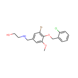 COc1cc(CNCCO)cc(Br)c1OCc1ccccc1Cl ZINC000002862432