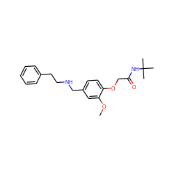 COc1cc(CNCCc2ccccc2)ccc1OCC(=O)NC(C)(C)C ZINC000004670821
