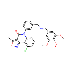 COc1cc(CNCc2cccc(-n3c(=O)c4c(C)onc4c4c(Cl)cccc43)c2)cc(OC)c1OC ZINC000013439809