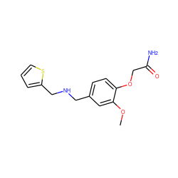 COc1cc(CNCc2cccs2)ccc1OCC(N)=O ZINC000000360080