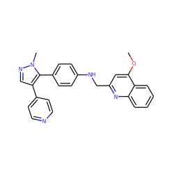 COc1cc(CNc2ccc(-c3c(-c4ccncc4)cnn3C)cc2)nc2ccccc12 ZINC000169326621