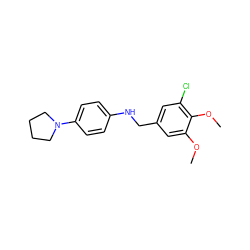 COc1cc(CNc2ccc(N3CCCC3)cc2)cc(Cl)c1OC ZINC000000386389