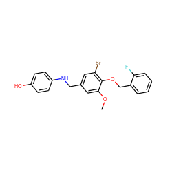 COc1cc(CNc2ccc(O)cc2)cc(Br)c1OCc1ccccc1F ZINC000000679198
