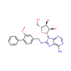 COc1cc(CNc2nc3c(N)ncnc3n2[C@@H]2O[C@H](CO)[C@@H](O)[C@H]2O)ccc1-c1ccccc1 ZINC000144519181