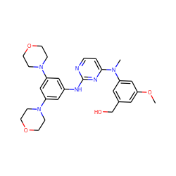 COc1cc(CO)cc(N(C)c2ccnc(Nc3cc(N4CCOCC4)cc(N4CCOCC4)c3)n2)c1 ZINC000071317339