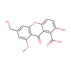 COc1cc(CO)cc2oc3ccc(O)c(C(=O)O)c3c(=O)c12 ZINC000013328233