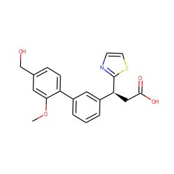 COc1cc(CO)ccc1-c1cccc([C@H](CC(=O)O)c2nccs2)c1 ZINC001772609871