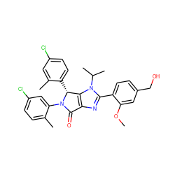 COc1cc(CO)ccc1-c1nc2c(n1C(C)C)[C@@H](c1ccc(Cl)cc1C)N(c1cc(Cl)ccc1C)C2=O ZINC000169705401