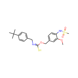COc1cc(CO/C(S)=N\Cc2ccc(C(C)(C)C)cc2)ccc1NS(C)(=O)=O ZINC000028463868