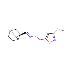 COc1cc(CO/N=C/[C@@H]2CN3CCC2CC3)on1 ZINC000026717396