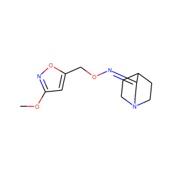 COc1cc(CO/N=C2\CN3CCC2CC3)on1 ZINC000026728473