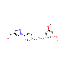 COc1cc(COCc2ccc(-n3cc(C(=O)O)cn3)nc2)cc(OC)c1 ZINC000040753286