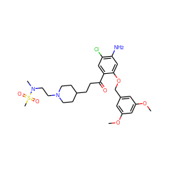 COc1cc(COc2cc(N)c(Cl)cc2C(=O)CCC2CCN(CCN(C)S(C)(=O)=O)CC2)cc(OC)c1 ZINC000026499279