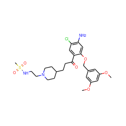 COc1cc(COc2cc(N)c(Cl)cc2C(=O)CCC2CCN(CCNS(C)(=O)=O)CC2)cc(OC)c1 ZINC000026267226