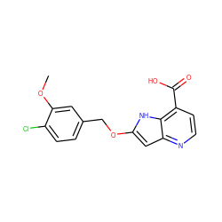 COc1cc(COc2cc3nccc(C(=O)O)c3[nH]2)ccc1Cl ZINC000653732539