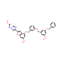 COc1cc(COc2cccc(COc3cc(OC)cc4oc(-c5cn6nc(OC)sc6n5)cc34)c2)cc(OCc2ccccc2)c1 ZINC000653671259