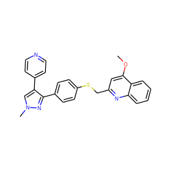 COc1cc(CSc2ccc(-c3nn(C)cc3-c3ccncc3)cc2)nc2ccccc12 ZINC000169326637