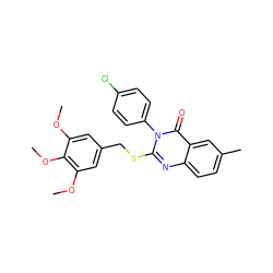 COc1cc(CSc2nc3ccc(C)cc3c(=O)n2-c2ccc(Cl)cc2)cc(OC)c1OC ZINC001772570476