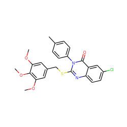 COc1cc(CSc2nc3ccc(Cl)cc3c(=O)n2-c2ccc(C)cc2)cc(OC)c1OC ZINC001772611182