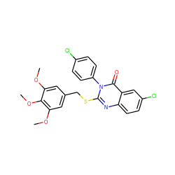 COc1cc(CSc2nc3ccc(Cl)cc3c(=O)n2-c2ccc(Cl)cc2)cc(OC)c1OC ZINC001772643652