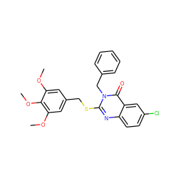 COc1cc(CSc2nc3ccc(Cl)cc3c(=O)n2Cc2ccccc2)cc(OC)c1OC ZINC001772611323