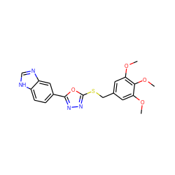 COc1cc(CSc2nnc(-c3ccc4[nH]cnc4c3)o2)cc(OC)c1OC ZINC000116894122