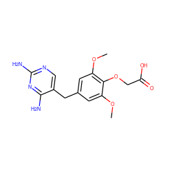 COc1cc(Cc2cnc(N)nc2N)cc(OC)c1OCC(=O)O ZINC000026833498