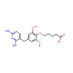 COc1cc(Cc2cnc(N)nc2N)cc(OC)c1OCCCCC(=O)O ZINC000026833251