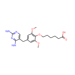 COc1cc(Cc2cnc(N)nc2N)cc(OC)c1OCCCCCC(=O)O ZINC000026831701