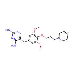 COc1cc(Cc2cnc(N)nc2N)cc(OC)c1OCCCN1CCCCC1 ZINC000028014286