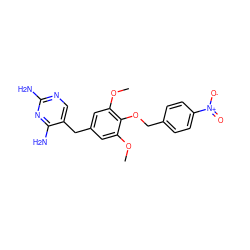 COc1cc(Cc2cnc(N)nc2N)cc(OC)c1OCc1ccc([N+](=O)[O-])cc1 ZINC000028017040