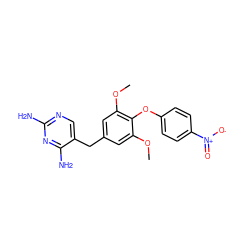 COc1cc(Cc2cnc(N)nc2N)cc(OC)c1Oc1ccc([N+](=O)[O-])cc1 ZINC000028010018