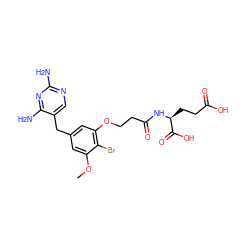 COc1cc(Cc2cnc(N)nc2N)cc(OCCC(=O)N[C@@H](CCC(=O)O)C(=O)O)c1Br ZINC000029406723