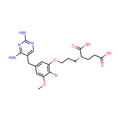 COc1cc(Cc2cnc(N)nc2N)cc(OCCC[C@@H](CCC(=O)O)C(=O)O)c1Br ZINC000002046955