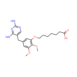 COc1cc(Cc2cnc(N)nc2N)cc(OCCCCCCC(=O)O)c1OC ZINC000034801935