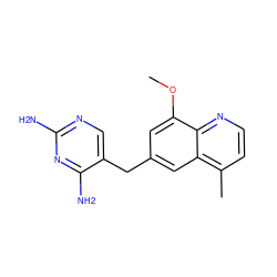 COc1cc(Cc2cnc(N)nc2N)cc2c(C)ccnc12 ZINC000000010610