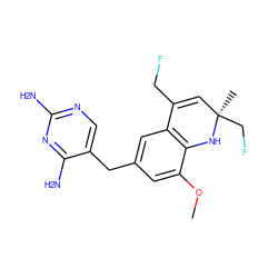 COc1cc(Cc2cnc(N)nc2N)cc2c1N[C@](C)(CF)C=C2CF ZINC000029564735