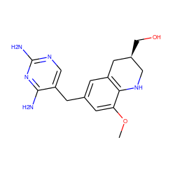 COc1cc(Cc2cnc(N)nc2N)cc2c1NC[C@H](CO)C2 ZINC000029558172