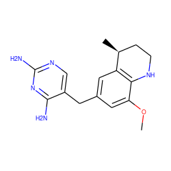 COc1cc(Cc2cnc(N)nc2N)cc2c1NCC[C@@H]2C ZINC000029562854