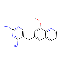 COc1cc(Cc2cnc(N)nc2N)cc2cccnc12 ZINC000029569118