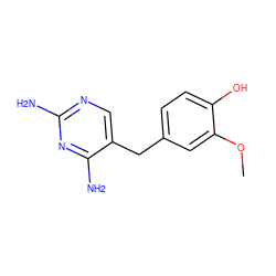 COc1cc(Cc2cnc(N)nc2N)ccc1O ZINC000000010467