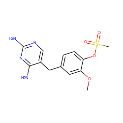 COc1cc(Cc2cnc(N)nc2N)ccc1OS(C)(=O)=O ZINC000013726795