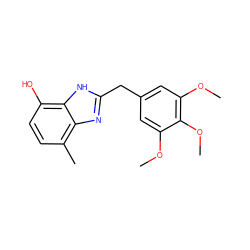 COc1cc(Cc2nc3c(C)ccc(O)c3[nH]2)cc(OC)c1OC ZINC000026292692