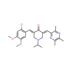 COc1cc(Cl)c(/C=C2\CN(C(C)C)C/C(=C\c3nc(C)c(C)nc3C)C2=O)cc1OC ZINC001772590887