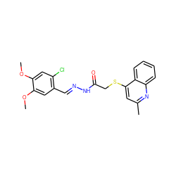 COc1cc(Cl)c(/C=N/NC(=O)CSc2cc(C)nc3ccccc23)cc1OC ZINC000072108975