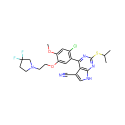 COc1cc(Cl)c(-c2nc(SC(C)C)nc3[nH]cc(C#N)c23)cc1OCCN1CCC(F)(F)C1 ZINC000095576802