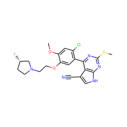 COc1cc(Cl)c(-c2nc(SC)nc3[nH]cc(C#N)c23)cc1OCCN1CC[C@H](F)C1 ZINC000095573732