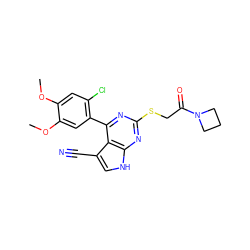 COc1cc(Cl)c(-c2nc(SCC(=O)N3CCC3)nc3[nH]cc(C#N)c23)cc1OC ZINC000095579524