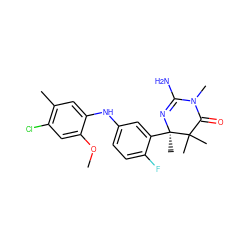 COc1cc(Cl)c(C)cc1Nc1ccc(F)c([C@@]2(C)N=C(N)N(C)C(=O)C2(C)C)c1 ZINC000114107887