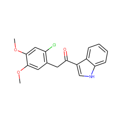 COc1cc(Cl)c(CC(=O)c2c[nH]c3ccccc23)cc1OC ZINC000001686467